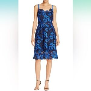 T Tahari Lucile Dress Blue Black Floral Lace Mini Dress Formal Wedding Guest 8